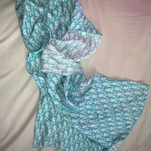 Baby blue Dior monogram scarf